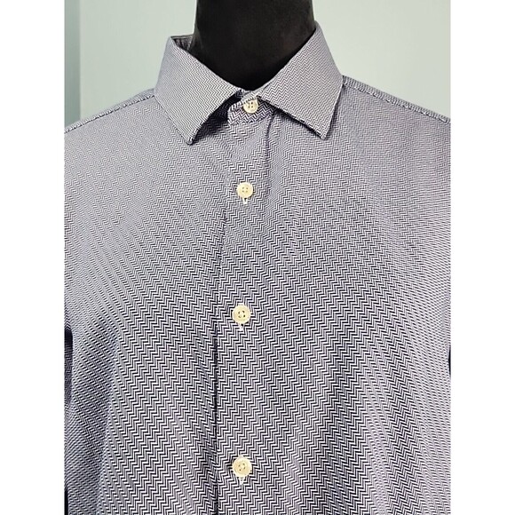 Hart Schaffner Marx Shirt Mens Large Blue Pattern Button Up Long Sleeve Egypt - Picture 2 of 11